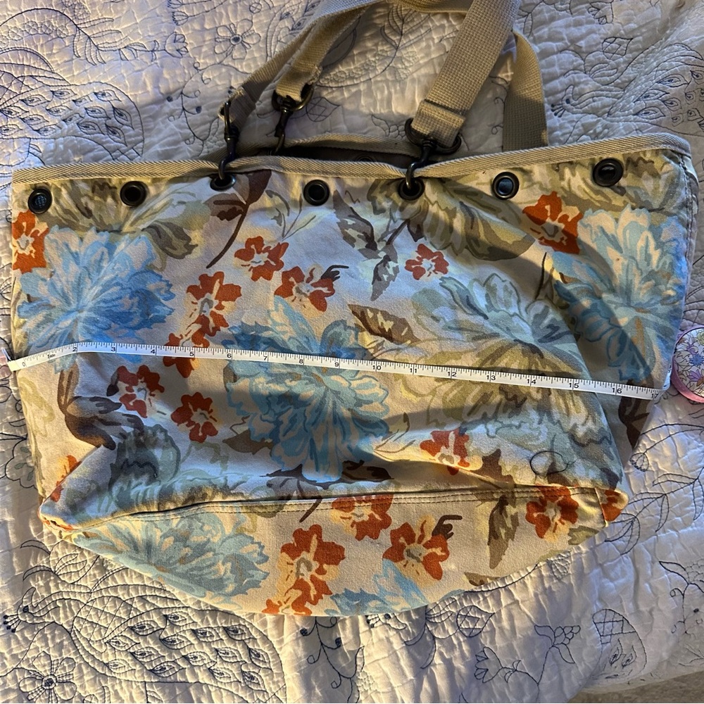 Vintage Eddie Bauer Floral Canvas Tote Bag